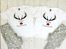 Load image into Gallery viewer, Personalised Lapland holiday PJs for families – cosy Christmas Lapland pyjamas that double as a Lapland trip reveal outfit, matching Lapland holiday outfits, and a thoughtful personalised Lapland gift idea.