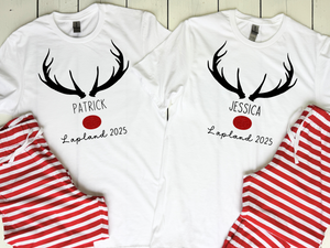 Family Lapland 2025 PJs set – matching family Lapland pyjamas for travel, personalised Lapland holiday PJs perfect for cosy Christmas celebrations and magical Lapland holiday matching outfits.