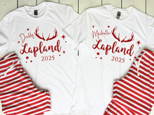Load image into Gallery viewer, Lapland holiday matching pyjamas sets for personalised Lapland travel PJs