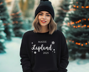 Lapland Hoodie, Personalised Snowflake Lapland Trip Clothing: T-shirt, Sweater or Hoodie