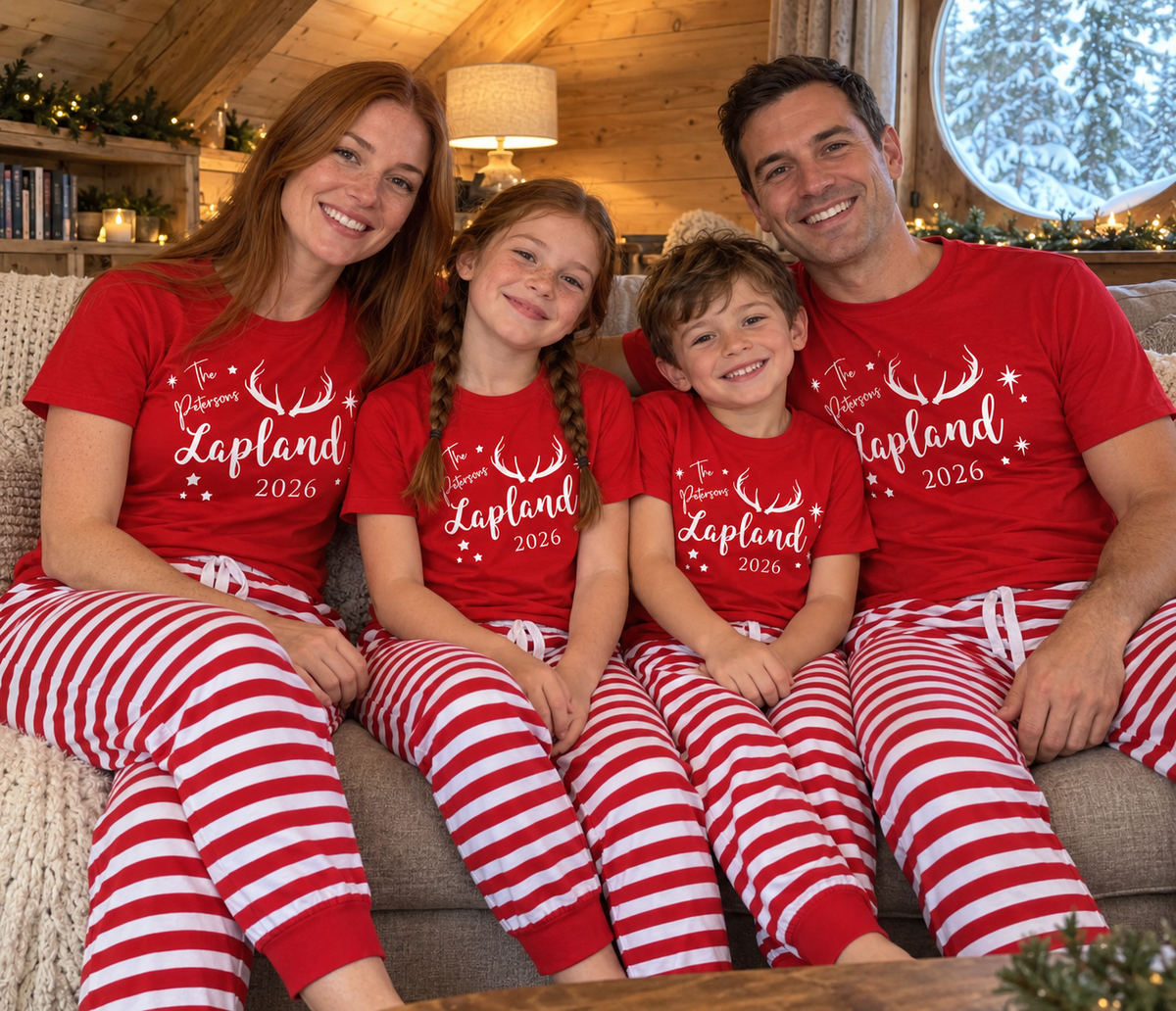 Personalised Lapland 2026 Antlers Pyjama Set – Mix & Match Cuffed Bottom