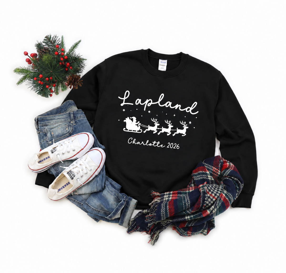 Personalised Lapland Santa Sleigh Family Sweatshirt