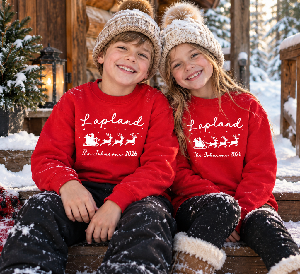 Personalised Lapland Santa Sleigh Family Sweatshirt