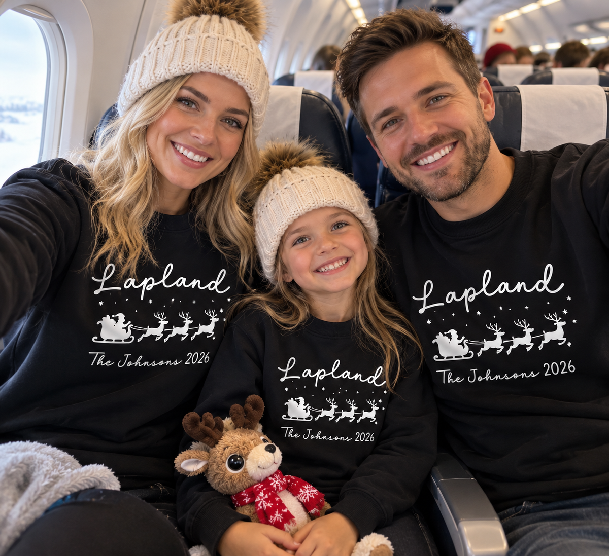 Personalised Lapland Santa Sleigh Family Sweatshirt