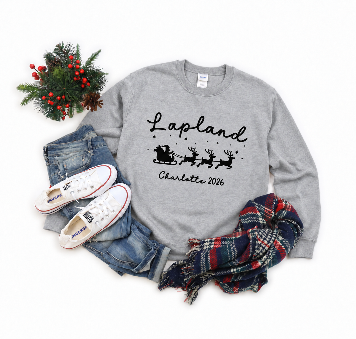 Personalised Lapland Santa Sleigh Family Sweatshirt