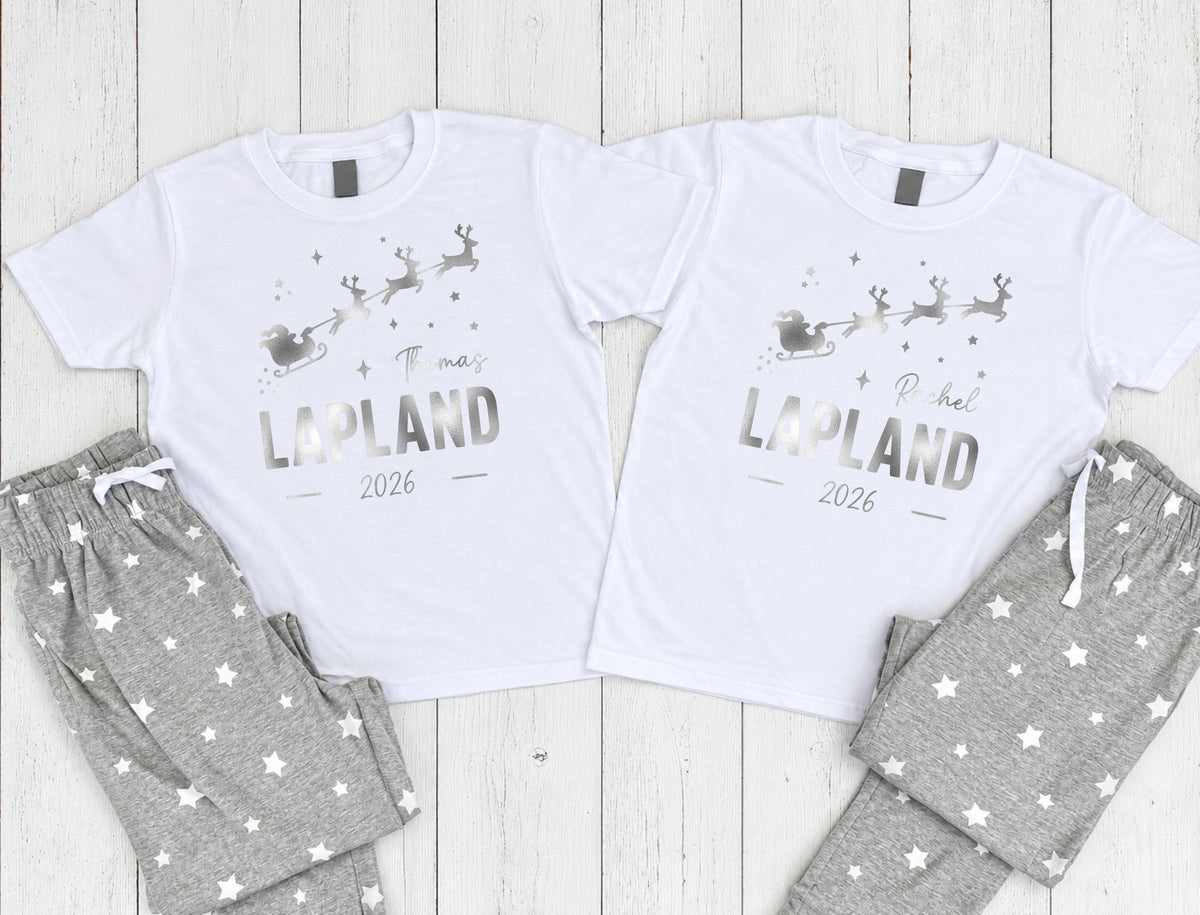 Personalised Lapland Santa Sleigh Pyjama Set – Mix & Match Cuffed Bottoms