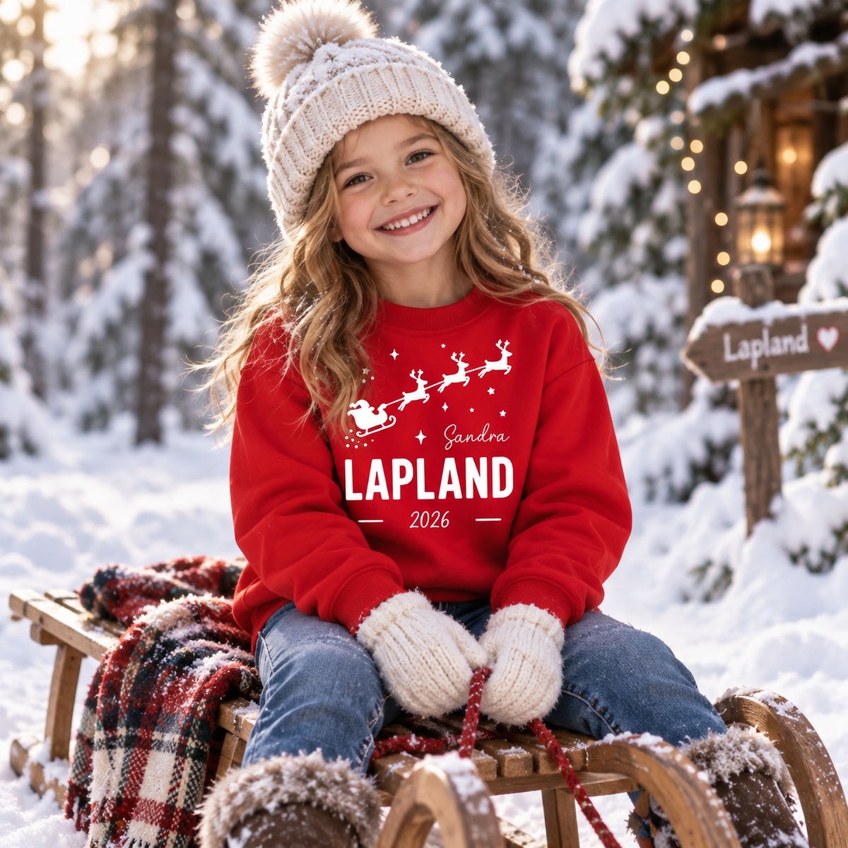 Personalised Lapland Flying Santa Sleigh Sweatshirt