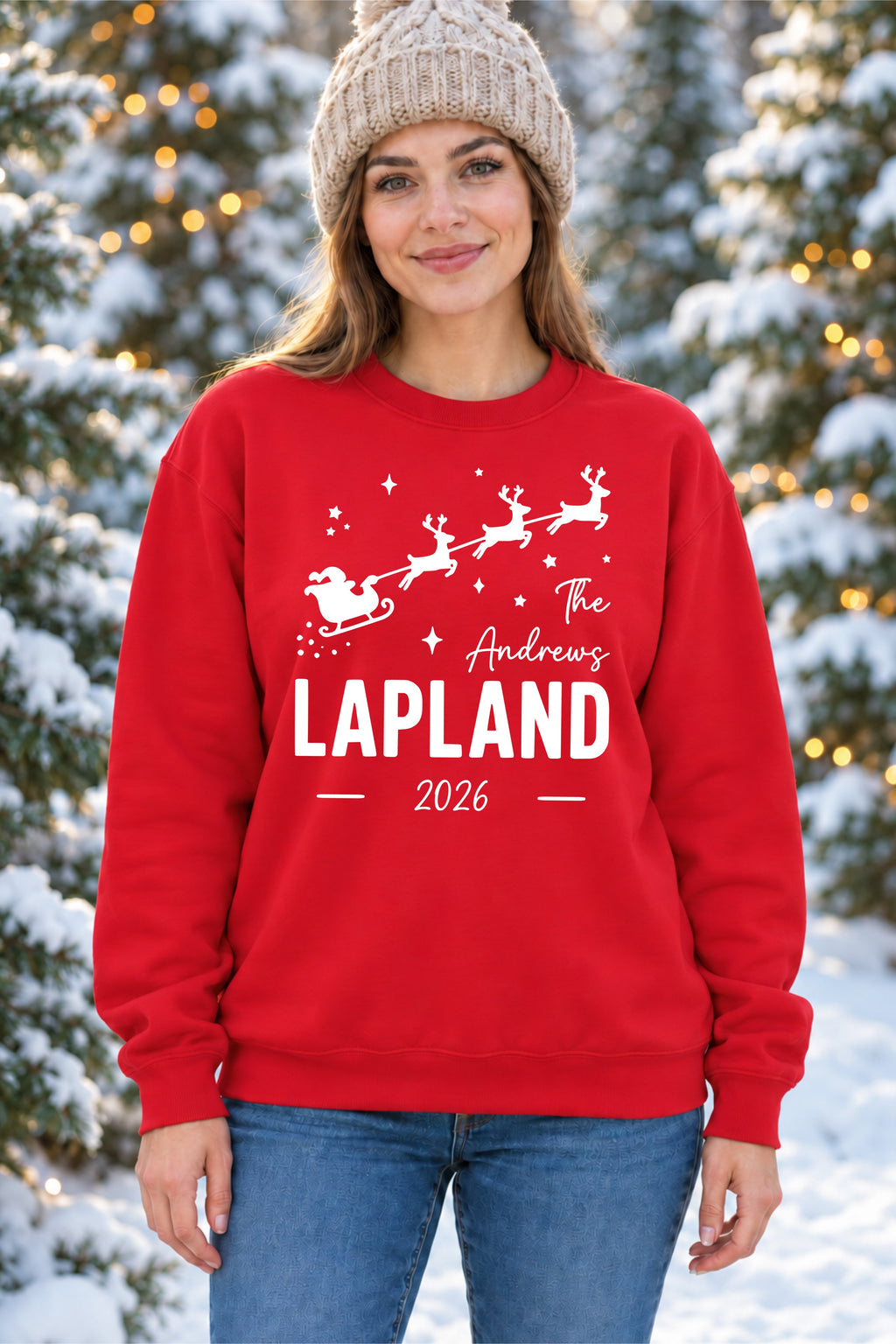 Personalised Lapland Flying Santa Sleigh Sweatshirt