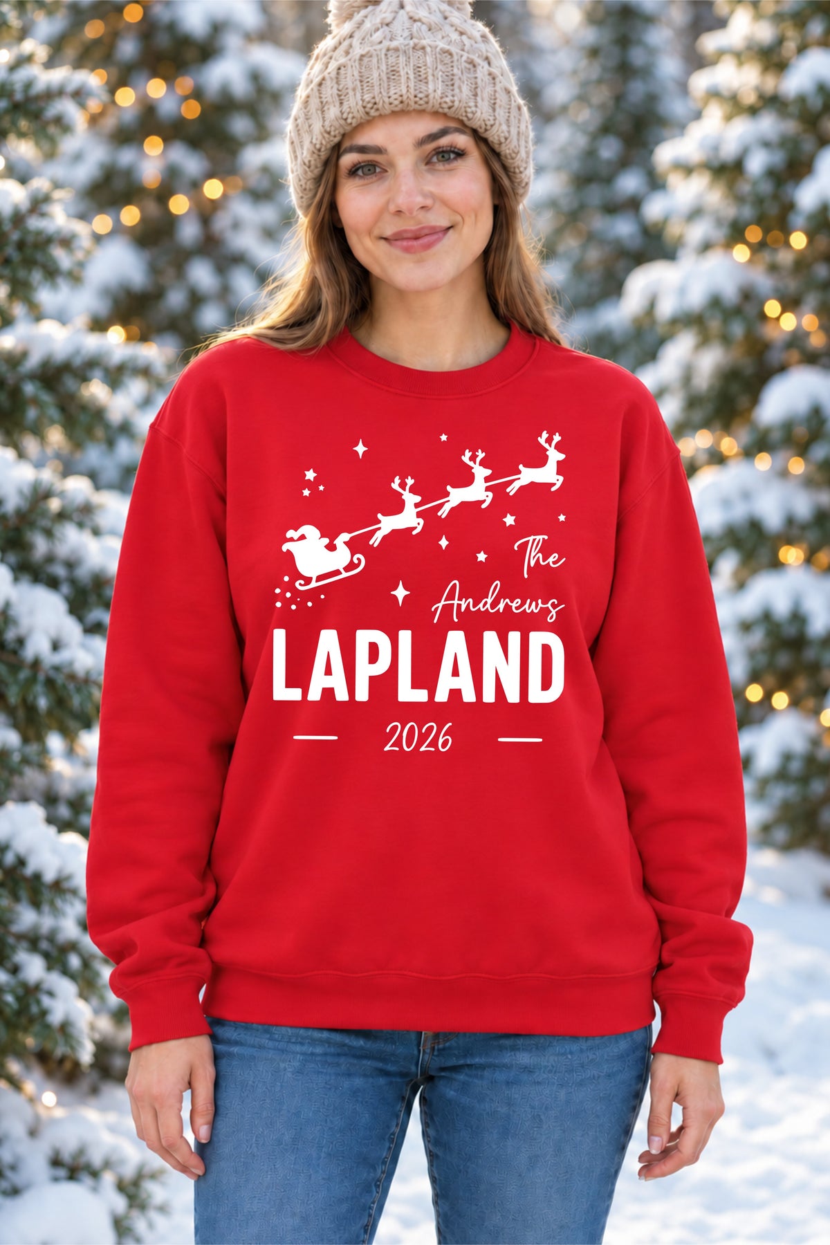 Personalised Lapland Flying Santa Sleigh Sweatshirt