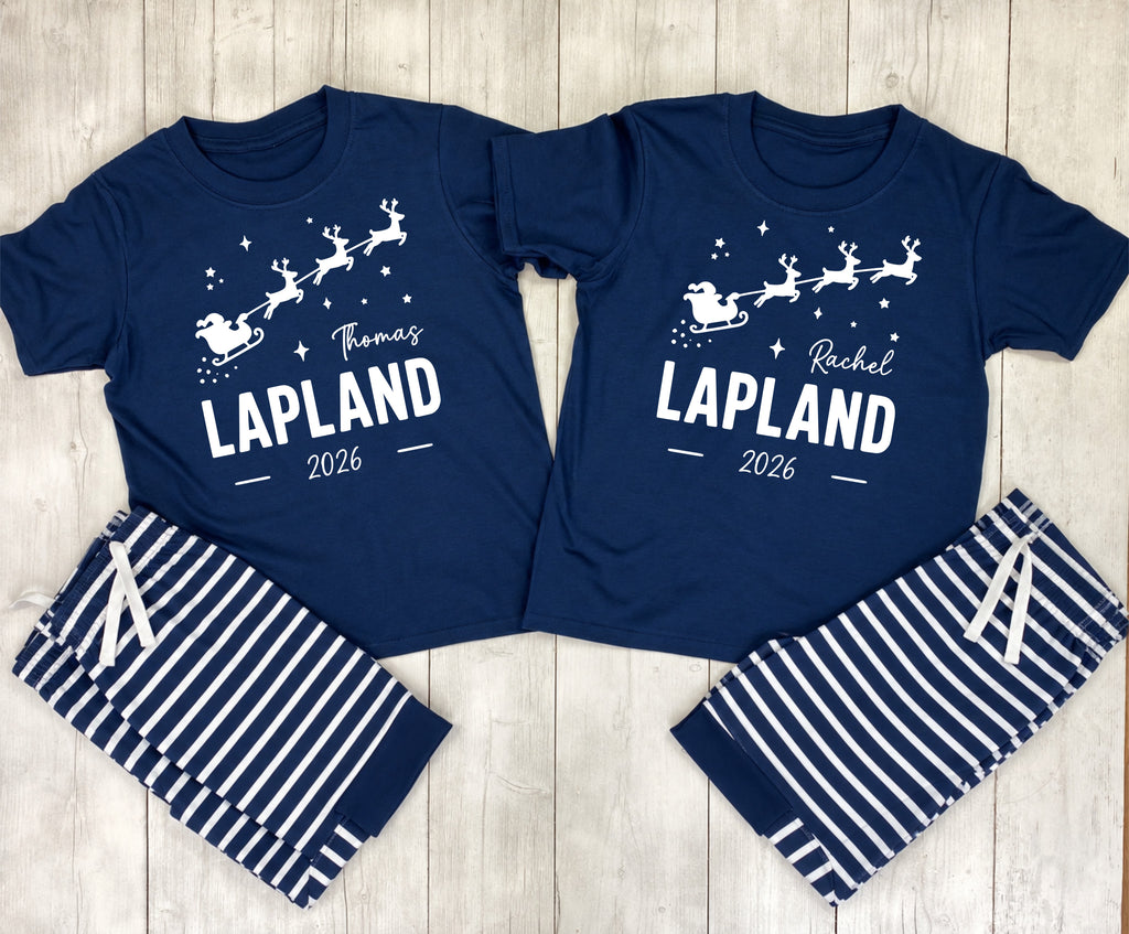Personalised Lapland Santa Sleigh Pyjama Set – Mix & Match Cuffed Bottoms