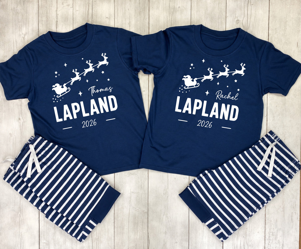 Personalised Lapland Santa Sleigh Pyjama Set – Mix & Match Cuffed Bottoms