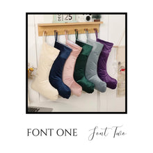 Load image into Gallery viewer, Luxury Personalised Velvet Stocking, Personalised Christmas Stocking, Pink Cream Red Green Grey Velvet Christmas Stocking, Hanging Stockings
