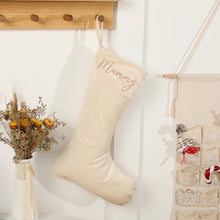 Load image into Gallery viewer, Luxury Personalised Velvet Stocking, Personalised Christmas Stocking, Pink Cream Red Green Grey Velvet Christmas Stocking, Hanging Stockings