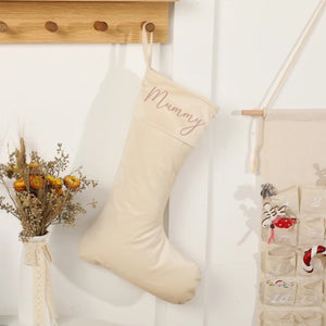 Luxury Personalised Velvet Stocking, Personalised Christmas Stocking, Pink Cream Red Green Grey Velvet Christmas Stocking, Hanging Stockings