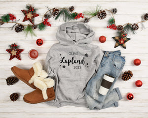 Personalised Childrens and Adults Lapland Hoodie, Various Colour Options, Lapland Clothing, Lapland Sweaters, Lapland Hoodies, Lapland Trip
