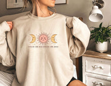 Load image into Gallery viewer, Mystical Celestial Sweatshirt, Sun and Moon Sweater,Boho Jumper, Mystical Sweatshirt, Tarot Moon Clothing, Live by the Sun Love by the Moon