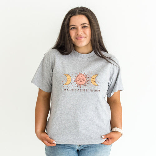 Mystical Celestial T-Shirt, Sun and Moon Tee, Boho Shirt, Mystical TShirt, Tarot Moon Clothing, Sun Tarot, Live by the Sun Love by the Moon