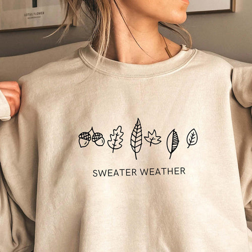 Sweater Weather Autumn Jumper, Autumn Sweater, Autumn Sweatshirt, Fall Sweater,Winter Sweater,Autumn Leaves Sweatshirt,Autumn Hoodie T-Shirt