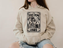 Load image into Gallery viewer, True Crime Junkie T-Shirt, True Crime Top, Sweatshirt Hoodie or Tee, Sweater Jumper,Various Colours Murder Shows Comfy Clothes Serial Killer