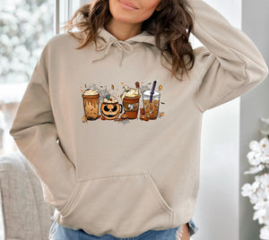 Skeleton Coffee Cups Sweatshirt, Halloween Coffee Sweater, Nightmare Latte Hoodie,Variety of colours, Unisex Sizes & Styles incl T-Shirt Tee