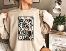 Load image into Gallery viewer, True Crime Junkie T-Shirt, True Crime Top, Sweatshirt Hoodie or Tee, Sweater Jumper,Various Colours Murder Shows Comfy Clothes Serial Killer